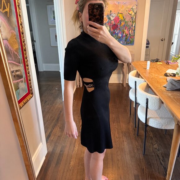 MAJE Rain Cutout Women's Ribbed Knit Dress 36 SMALL Back Short Sleeve Mini - Picture 4 of 4